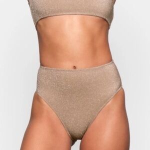 Skims Glitter Swim Mis Waist Bikini Bottoms Sienna Size XXS